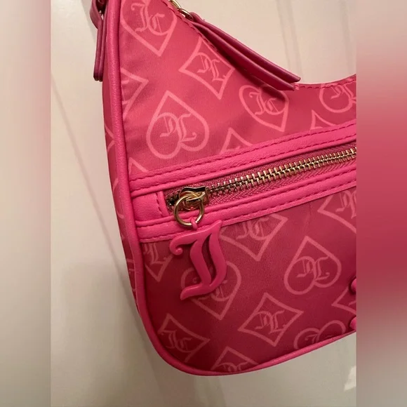 NWT Juicy Couture Bright Hot Pink Monogram Crossbody Bag Y2K Style w/ Coin Pouch - Picture 6 of 13